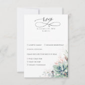 Succulents Greenery and Rose Gold Wedding RSVP Karte (Vorderseite)