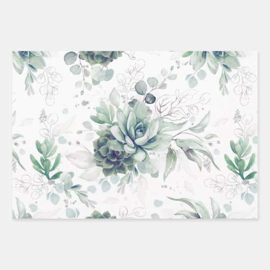 Succulents Greenery and Silver Eukalyptus Blätter (Vorderseite)