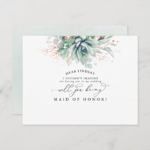 Succulents Greenery Blätter Bridesmaid Vorschlag Einladung