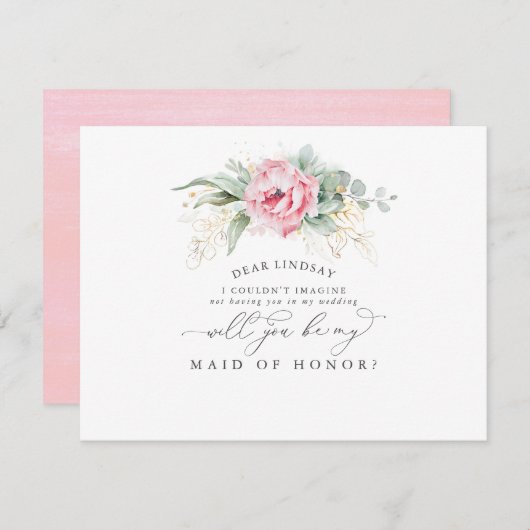 Succulents Greenery Blätter Bridesmaid Vorschlag Einladung (Vorne/Hinten)