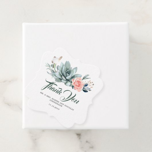 Succulents Greenery Blush Pink Blumenzange Geschenkanhänger (Beispiel)