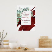 Succulents Greenery Burgundy Red Wedding Poster (Küche)