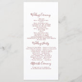 Succulents Greenery Burgundy Red Wedding Programs Programm (Rückseite)
