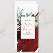 Succulents Greenery Burgundy Red Wedding Programs Programm (Vorne/Hinten)
