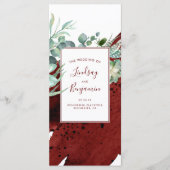 Succulents Greenery Burgundy Red Wedding Programs Programm (Vorderseite)