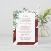 Succulents Greenery Burgundy Wedding Information Begleitkarte (Stehend Vorderseite)