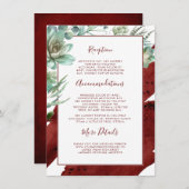 Succulents Greenery Burgundy Wedding Information Begleitkarte (Vorne/Hinten)