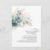 Succulents Greenery Chic Blätter Engagement Partei Einladung (Vorne/Hinten)