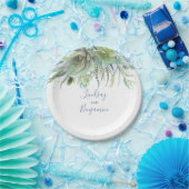 Succulents Greenery Dusty Blue Wedding Pappteller (Party)