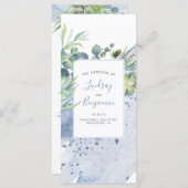Succulents Greenery Dusty Blue Wedding Programs Programm (Vorne/Hinten)