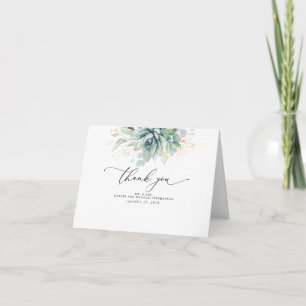 Succulents Greenery Elegant Boho Wedding Vielen Da Dankeskarte
