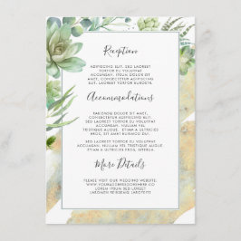 Succulents Greenery Gold Hochzeitsinformationen Begleitkarte