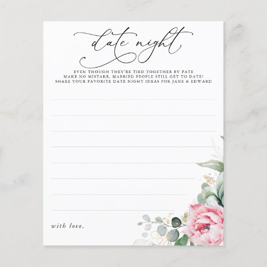 Succulents Greenery Pink Floral Date Night Ideas (Vorderseite)