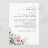 Succulents Greenery Pink Floral Hochzeitsdetails Begleitkarte (Vorderseite)