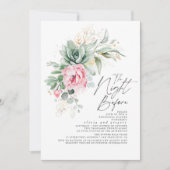 Succulents Greenery Pink Floral Probe Dinner Einladung (Vorderseite)