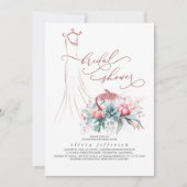 Succulents Greenery Pumpkins Dress Brautparty I Einladung (Vorderseite)