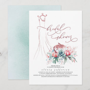 Succulents Greenery Pumpkins Dress Brautparty I Einladung