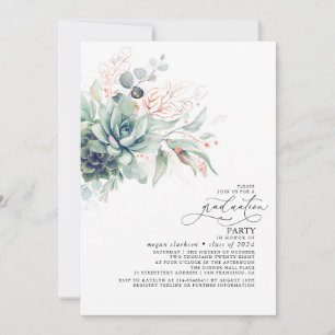 Succulents Greenery Rose Gold Blätter Abschluss Einladung