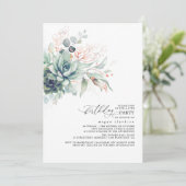Succulents Greenery Rose Gold Blätter Boho Birthda Einladung (Stehend Vorderseite)
