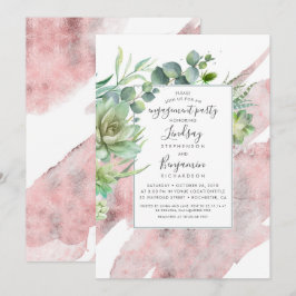 Succulents Greenery Rose Gold Engagement Party Einladung