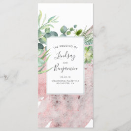 Succulents Greenery Rose Gold Hochzeitsprogramme Programm
