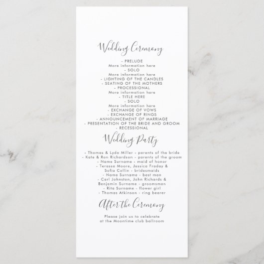 Succulents Greenery Rose Gold Hochzeitsprogramme Programm (Rückseite)