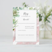 Succulents Greenery Rose Gold Modernes Wedding RSV RSVP Karte (Stehend Vorderseite)