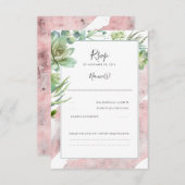 Succulents Greenery Rose Gold Modernes Wedding RSV RSVP Karte (Vorne/Hinten)