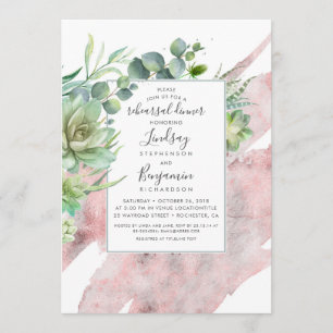 Succulents Greenery Rose Gold Probe Abendessen Einladung