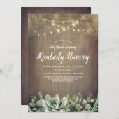 Succulents Greenery Rustic Country Baby Dusche Einladung (Vorne/Hinten)