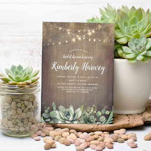 Succulents Greenery Rustic Country Brautparty Einladung