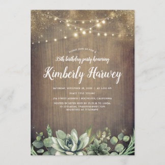 Succulents Greenery Rustic Country Geburtstag Einladung