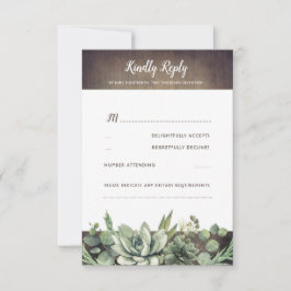 Succulents Greenery Rustic Country Wedding UAWG RSVP Karte