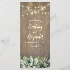 Succulents Greenery Rustic Wedding Programme