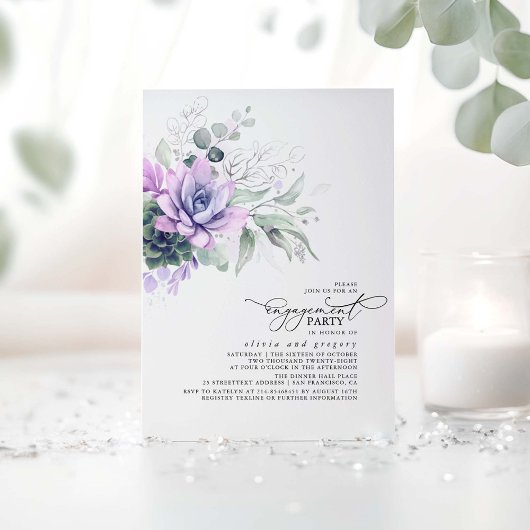 Succulents Greenery Silver Blätter Engagement Part Einladung