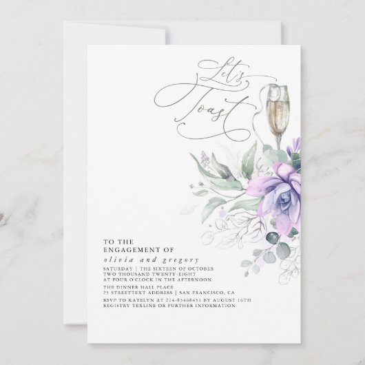 Succulents Greenery Silver Blätter Engagement Part Einladung (Vorderseite)