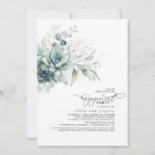 Succulents Greenery Silver Blätter Engagement Part Einladung (Vorderseite)