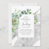 Succulents Greenery Silver Foil Brautparty Einladung (Vorderseite)