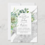 Succulents Greenery Silver Foil Probe Dinner Einladung (Vorderseite)