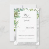 Succulents Greenery Silver Foil Wedding RSVP (Vorderseite)