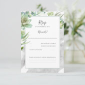 Succulents Greenery Silver Foil Wedding RSVP (Stehend Vorderseite)