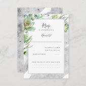 Succulents Greenery Silver Foil Wedding RSVP (Vorne/Hinten)