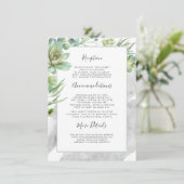 Succulents Greenery Silver Wedding Information Begleitkarte (Stehend Vorderseite)