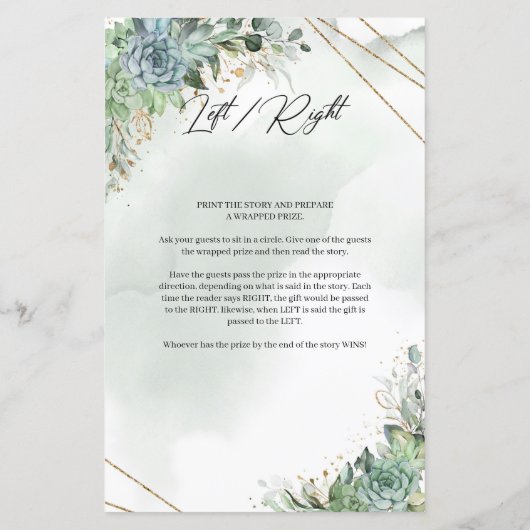 Succulents grüne Blattgold Frame Links rechts (Rückseite)