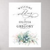 Succulents Grüne Wedding Welcome Poster (Vorne)