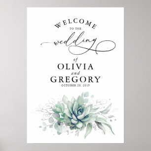 Succulents Grüne Wedding Welcome Poster