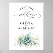 Succulents Grüne Wedding Welcome Poster (Vorne)