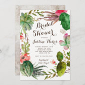 Succulents-Kaktus-Duscheneinladung Einladung (Vorne/Hinten)