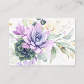 Succulents Lila Greenerity Wedding Website Card Visitenkarte (Rückseite)