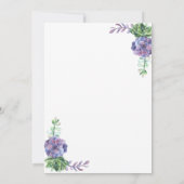 Succulents lila Hochzeitseinladung Gold elegant Einladung (Rückseite)